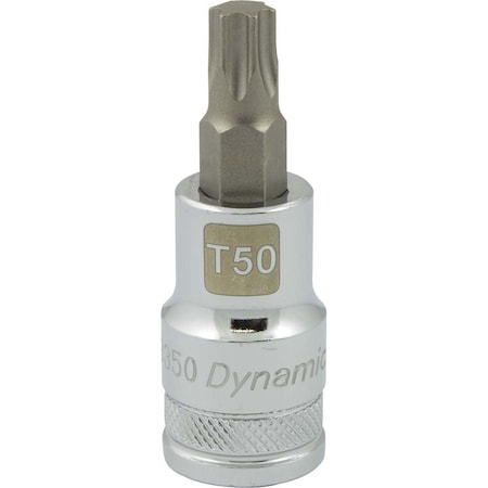 Dynamic Tools 1/2 Drive Torx Head, T50 Bit Regular Length, Chrome Socket D013350